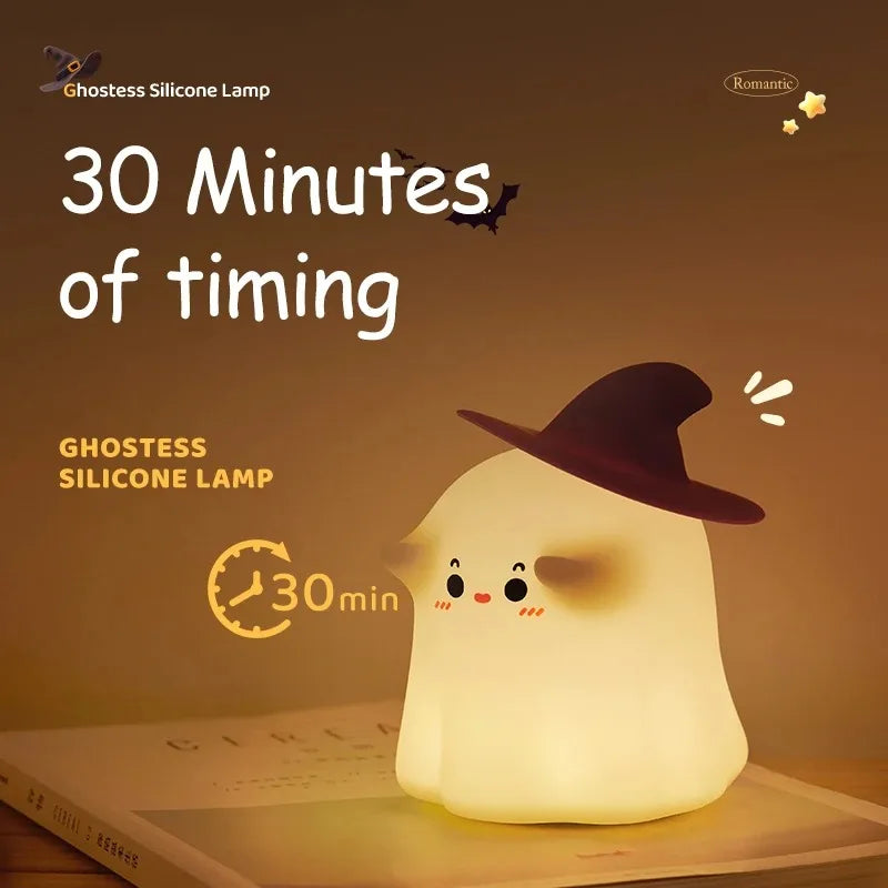 Halloween LED Night Light – Cute Silicone Table Lamp with Mushroom, Pumpkin, Ghost Designs, Ideal for Kids, Nursery